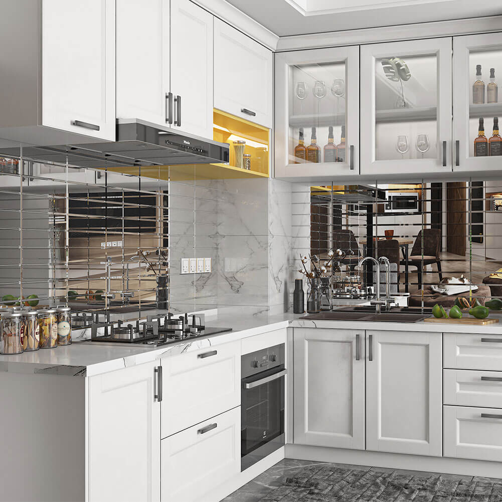 Mirror Glass Subway Tile with Beveled Edge, 3*12 inch, Silver, BL0004